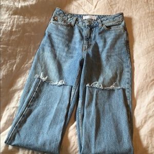 Topshop Light Wash Mom Jeans (Straight Leg)